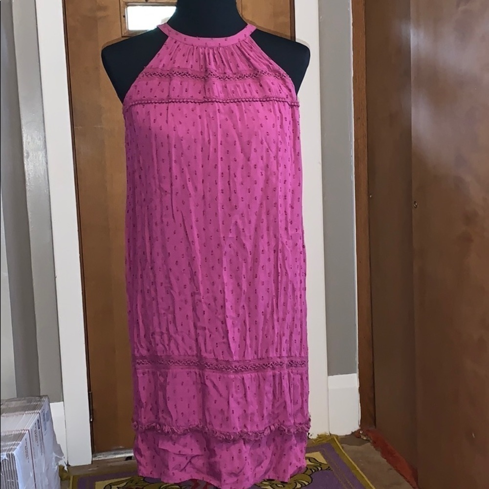 LOFT sleeveless purple shift dress